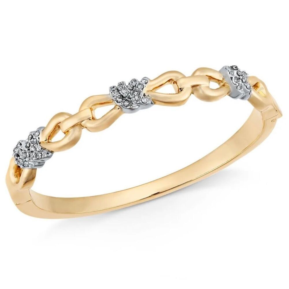 Charter Club Gold Tone Rhinestone Hinge Bracelet